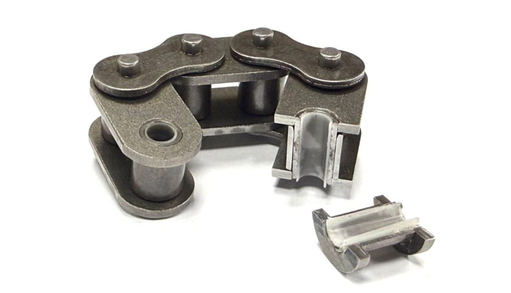 Cross-section of PNB Side-Bow Chain engineering plastic bushing and steel bushing structure