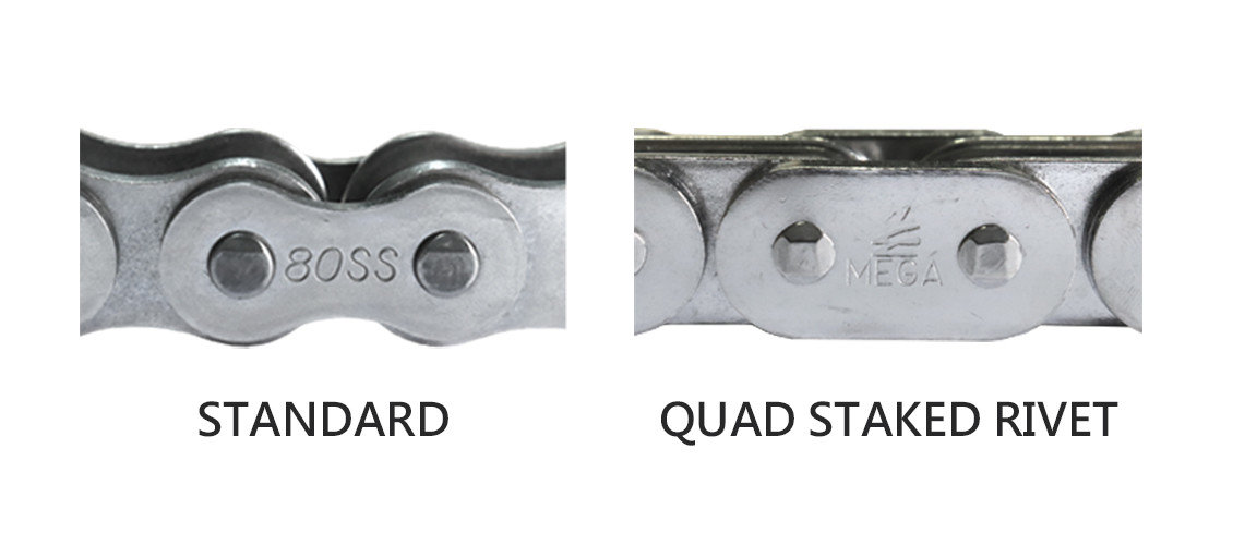Quad staked rivet and standard rivet Quad staked rivet and standard rivet